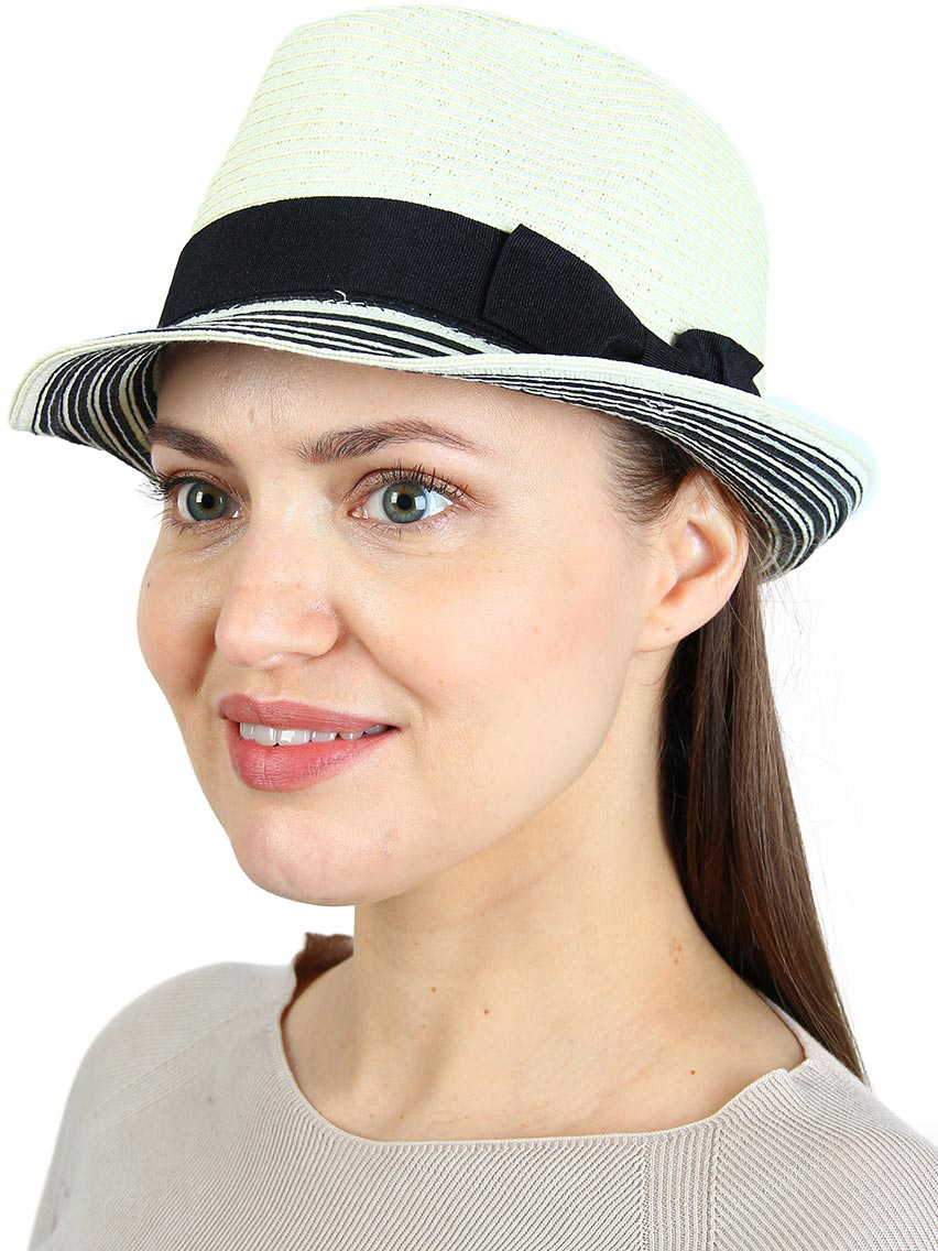 Шляпа женская Venera, цвет: молочный, черный. 7000706-02. Размер 57