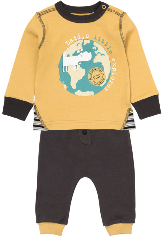 Комплект одежды для мальчика ARTIE: джемпер, штанишки, цвет: серый, охра. 053058. Размер 80