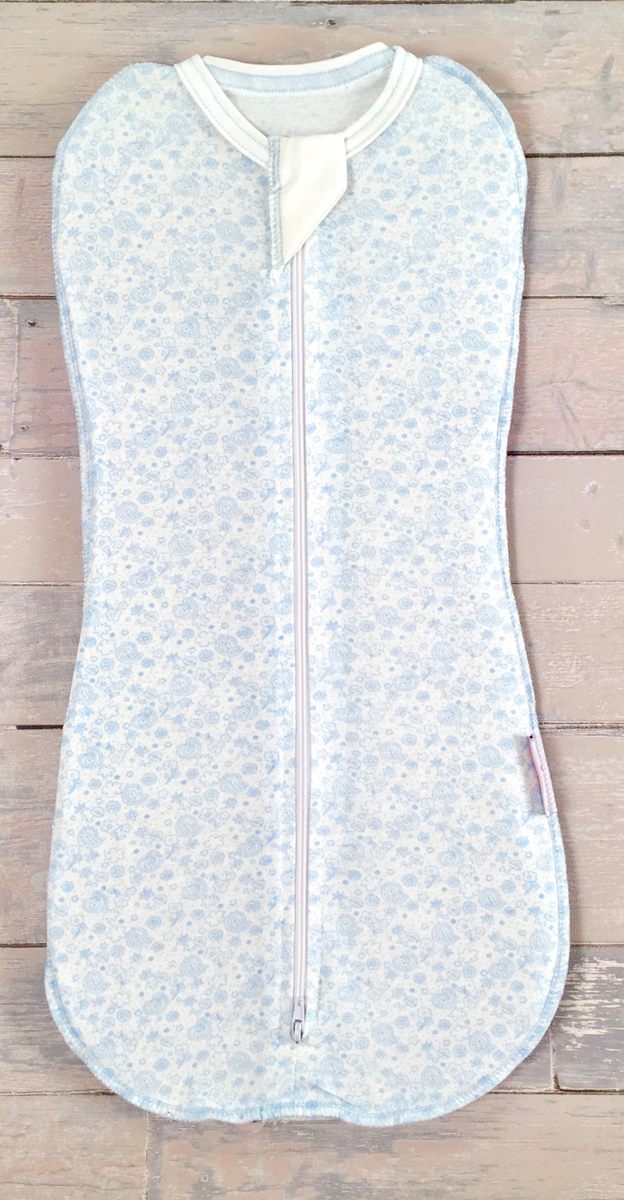 Спальный мешок для новорожденных Супермамкет Огурчики, цвет: слоновая кость, голубой. plml-id0107. Размер 50