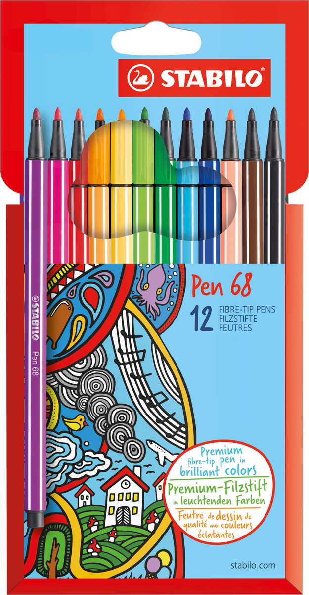 STABILO Набор фломастеров Pen 68 12 цветов