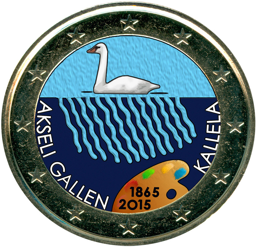 Монета номиналом 2 евро 2015 Финляндия Аксели Галлен-Каллела (цветная)