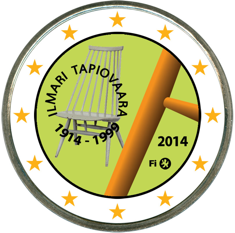 Монета номиналом 2 евро 2014 Финляндия, Илмари Тапиоваара (цветная)