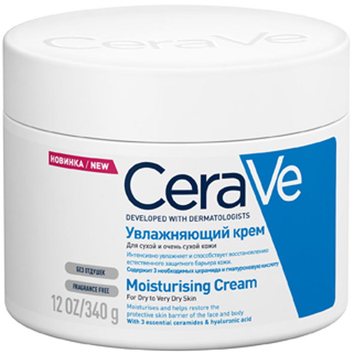 CeraVe Увлажняющий крем для сухой и очень сухой кожи лица и тела, 340 мл