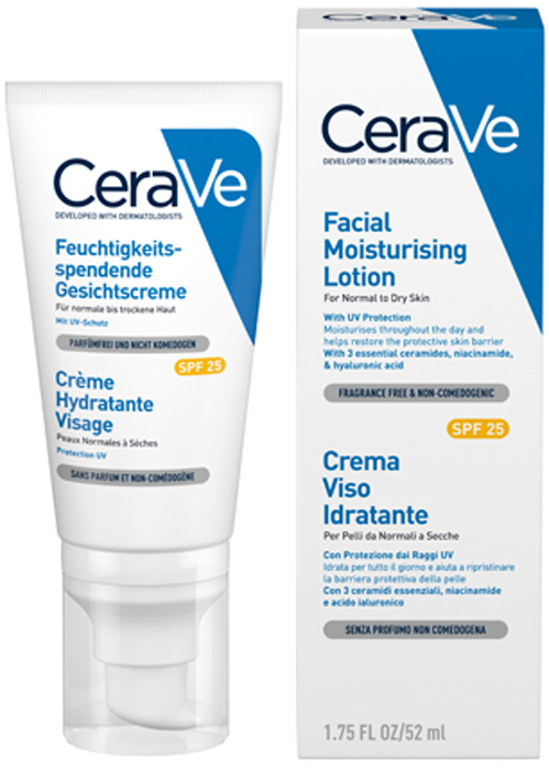 CeraVe Увлажняющий лосьон для нормальной и сухой кожи лица SPF25, 52 мл