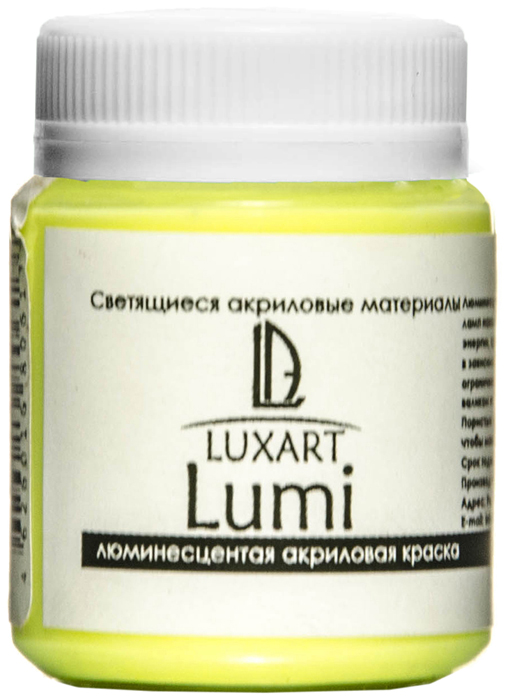 Luxart Краска акриловая светящаяся LuxLumi цвет желтый люминесцентный 80 мл