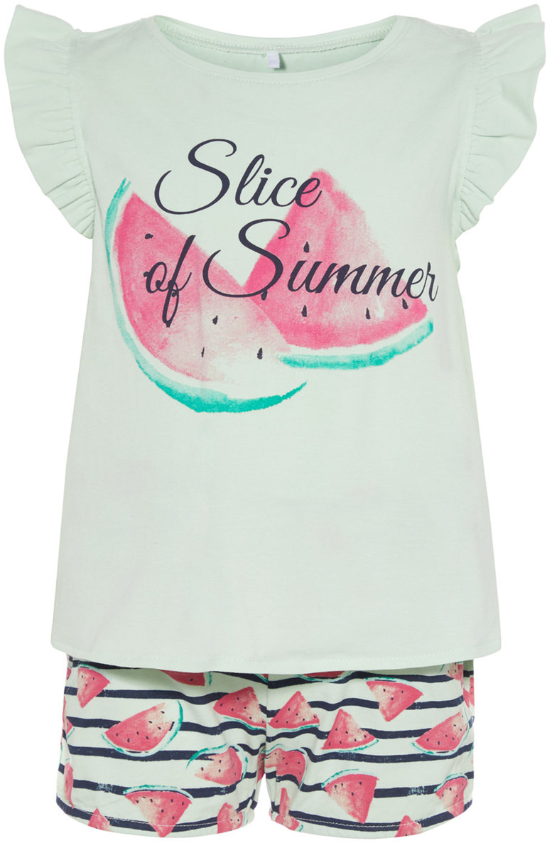 Комплект одежды для девочки Name It: футболка, шорты, цвет: мятный. 13147545_Dusty Aqua. Размер 122/128