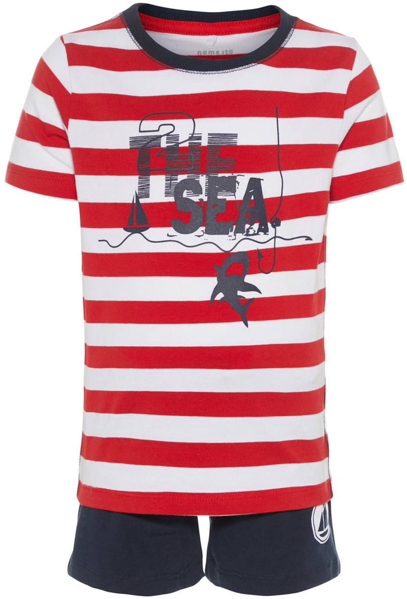 Комплект одежды для мальчика Name It: футболка, шорты, цвет: красный. 13147552_High Risk Red. Размер 98