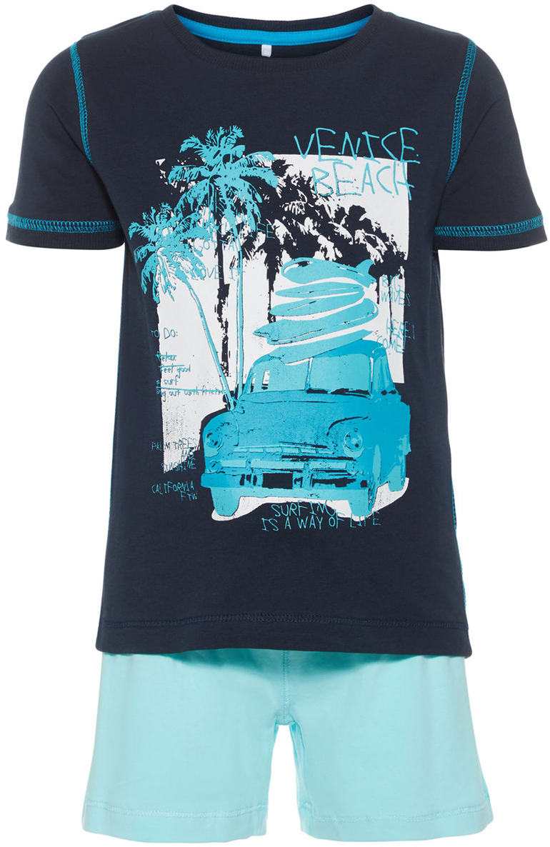 Комплект одежды для мальчика Name It: футболка, шорты, цвет: синий. 13147562_Dark Sapphire. Размер 110