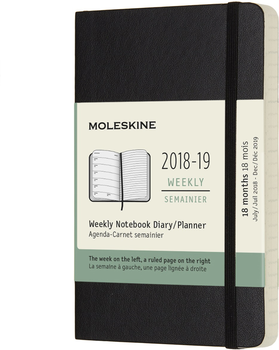 Moleskine Еженедельник Academic Wknt Pks 9 x 14 см 104 листа в линейку цвет черный