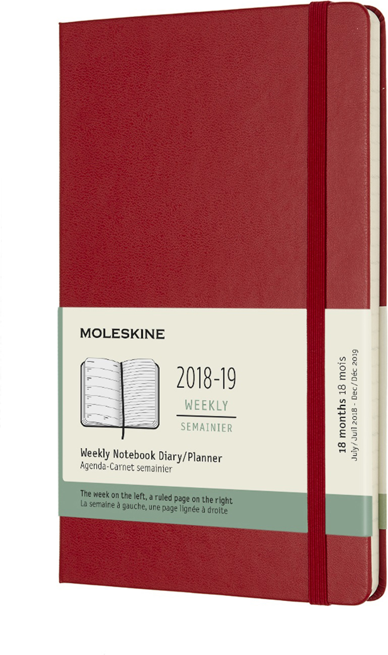 Moleskine Еженедельник Academic Wknt Lgh 13 x 21 см 104 листа в линейку цвет красный