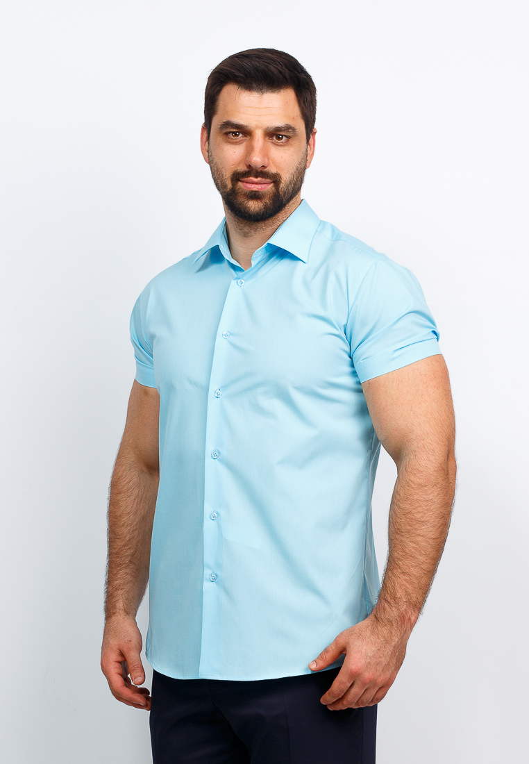 Рубашка мужская Greg, цвет: бирюзовый. 210/309/BL SKY/ZV. Размер 42 (52)