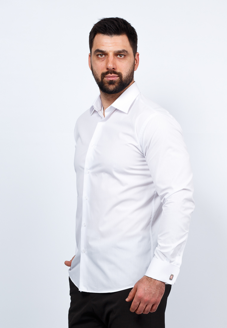 Рубашка мужская Greg, цвет: белый. 100/349/WHITE/Z_GB. Размер 42 (52)