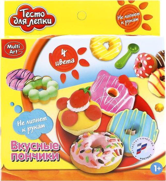 Multi Art Тесто для лепки Вкусные пончики 4 цвета