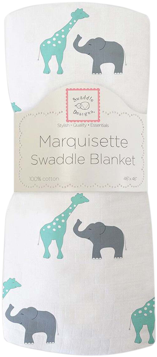 SwaddleDesigns Пеленка тонкая Marquisette SC Giraffe Elephant
