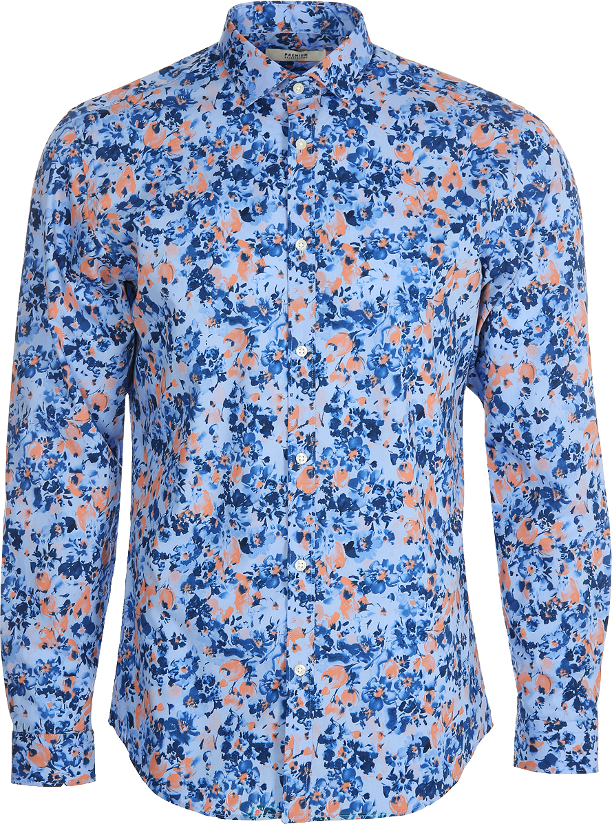 Рубашка мужская Jack & Jones, цвет: голубой, розовый. 12121617_Misty Rose. Размер XL (52)