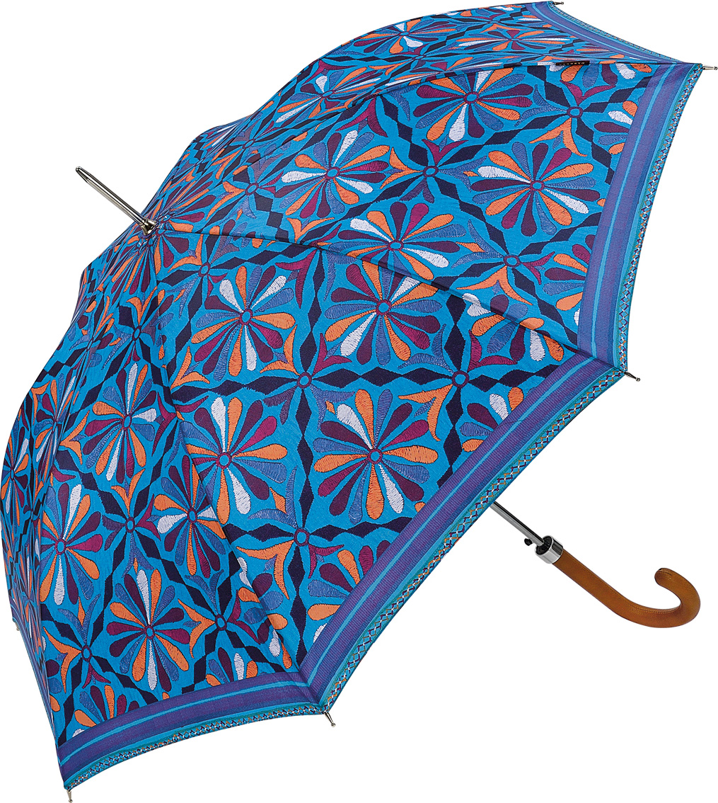 Зонт-трость женский Bisetti, полуавтомат, цвет: синий. 34167-1