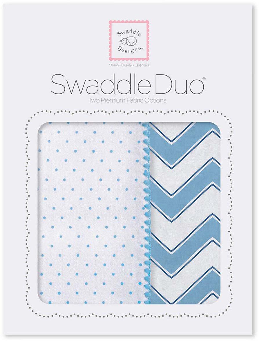 SwaddleDesigns Набор пеленок Swaddle Duo Blue Classic Chevron 2 шт