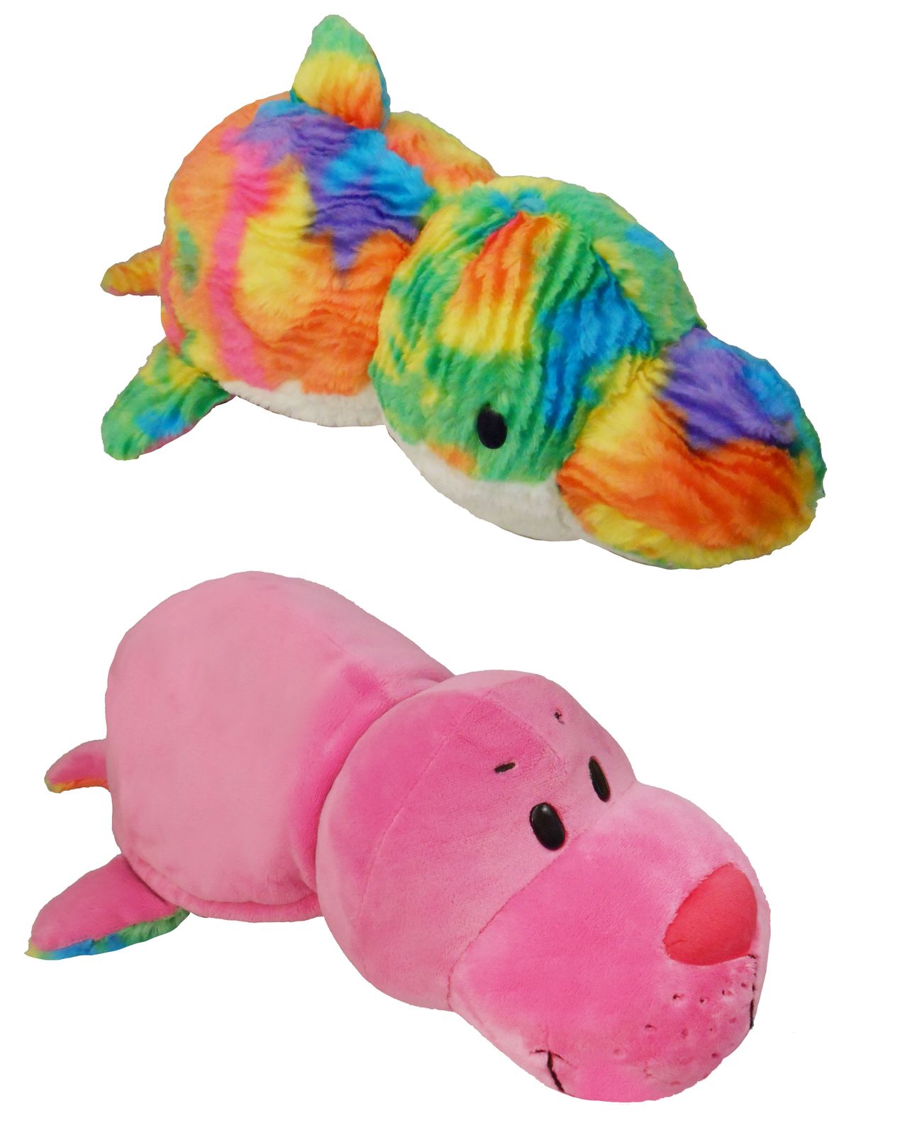1TOY Мягкая игрушка Вывернушка 2в1 Морской котик-Радужный Дельфин 40 см