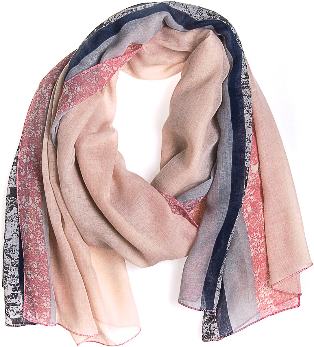 Палантин женский Vittorio Richi, цвет: бежевый, розовый, синий. KXV8603. Размер 180 х 90 см