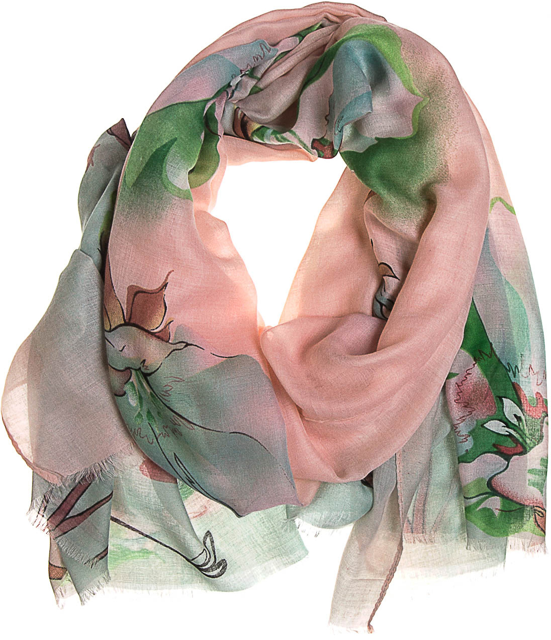 Палантин женский Vittorio Richi, цвет: розовый, зеленый. K05V5507. Размер 180 х 90 см