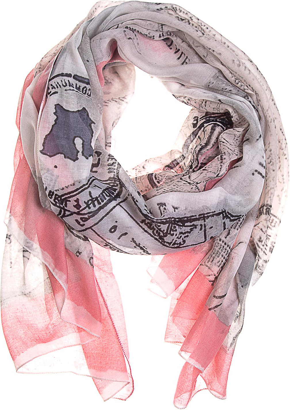 Палантин женский Vittorio Richi, цвет: розовый, серый. KXV8620. Размер 180 х 90 см