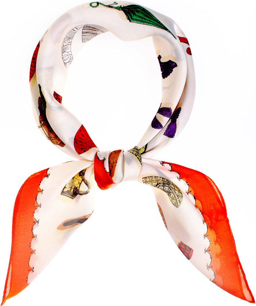 Платок женский Vita Pelle, цвет: белый, оранжевый. K0570PL131. Размер 70 х 70 см