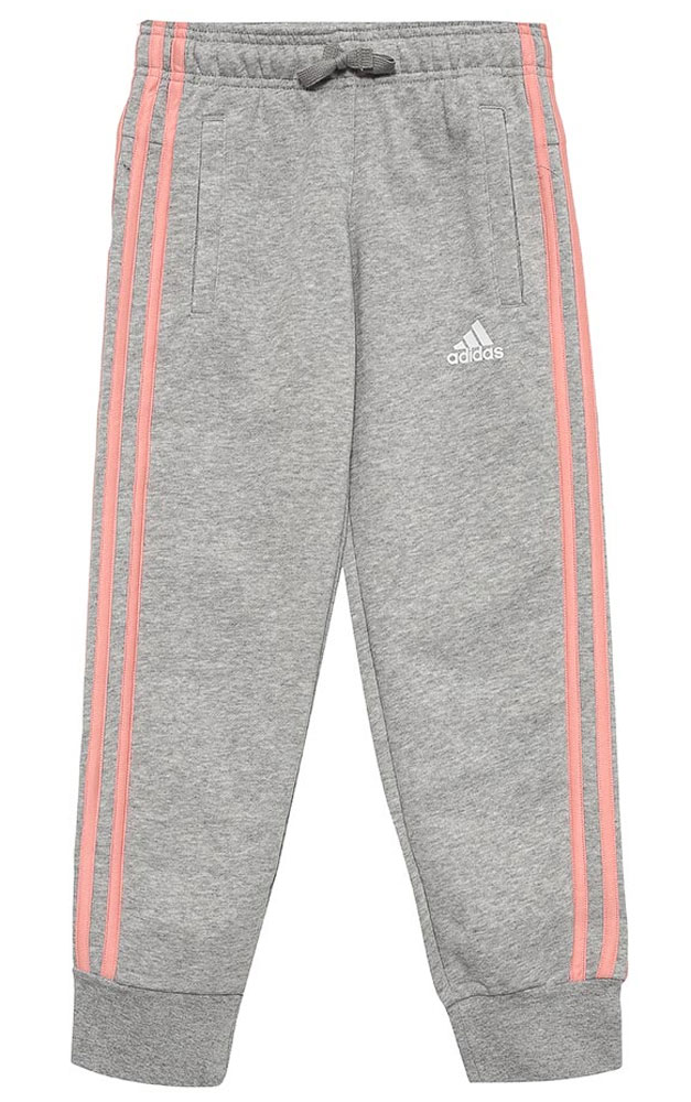 Брюки спортивные для девочки Adidas Yg 3s Slim Pant, цвет: серый, розовый. BP8638. Размер 140