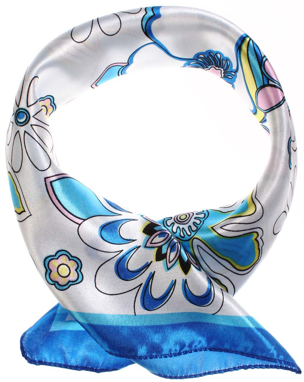 Платок женский Vittorio Richi, цвет: белый, голубой. K0550PL301. Размер 50 х 50 см