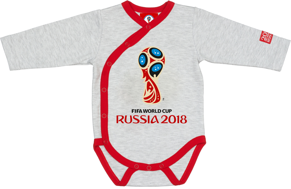 Боди детское FIFA World Cup Russia, цвет: серый. F1-5. Размер 56/62