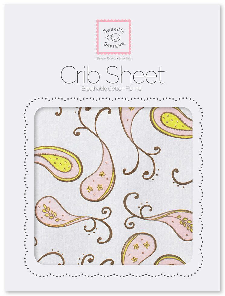 SwaddleDesigns Простынь детская Fitted Crib Sheet Pink Paisley 70 х 132 см