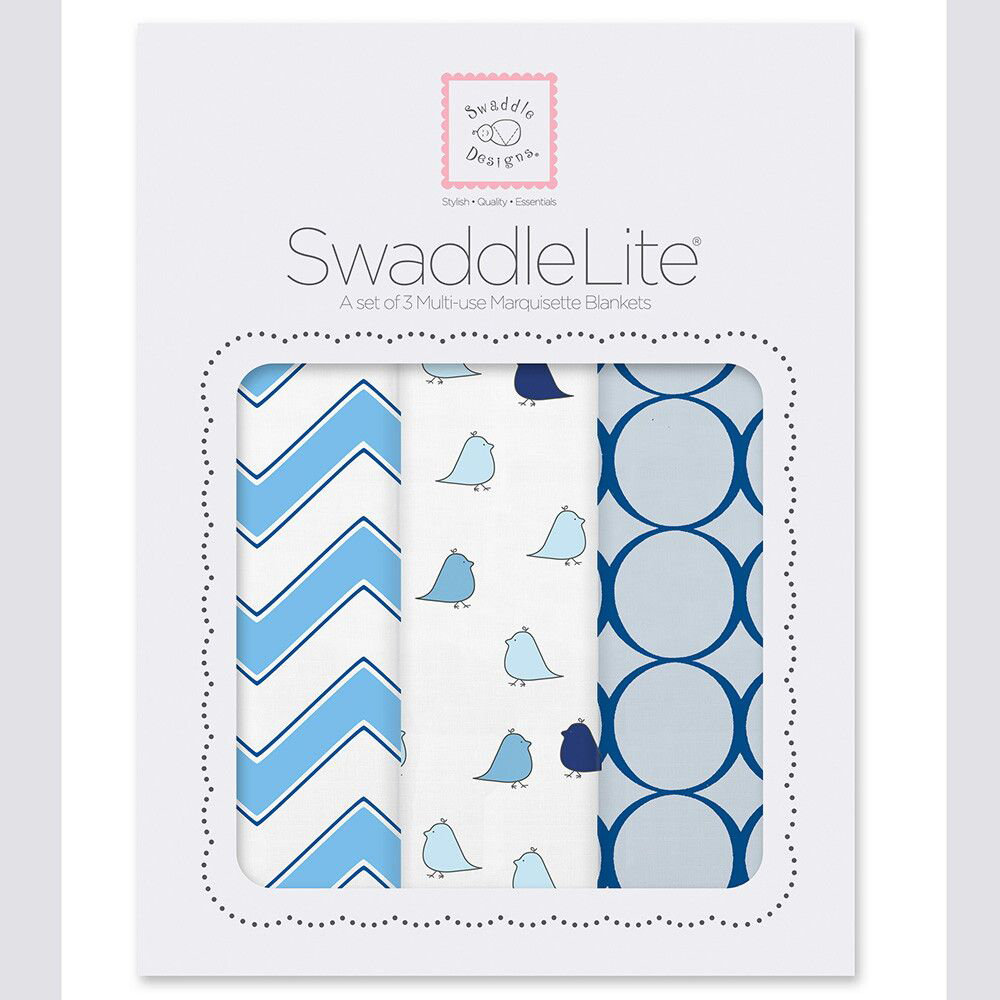 SwaddleDesigns Набор пеленок SwaddleLite Chic Chevron Lite Blue 3 шт