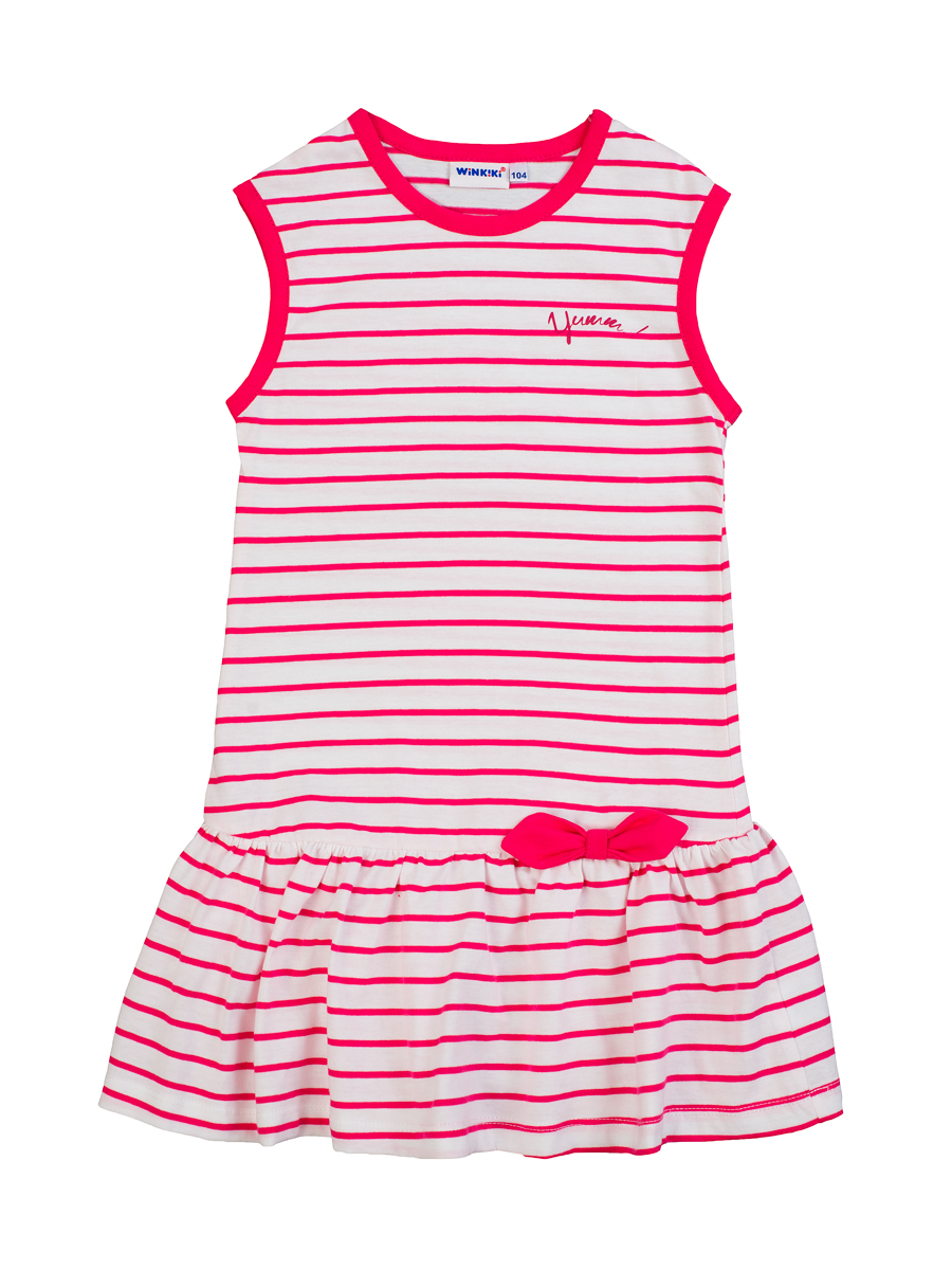 Платье для девочки Winkiki, цвет: фуксия, белый. WG81016. Размер 110