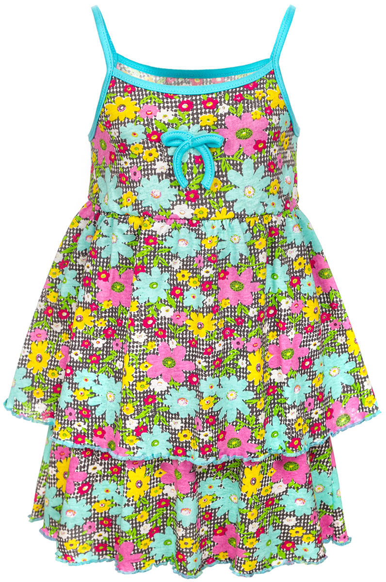 Платье для девочки M&D, цвет: цветочный узор. ПЛ70202_77. Размер 98/104