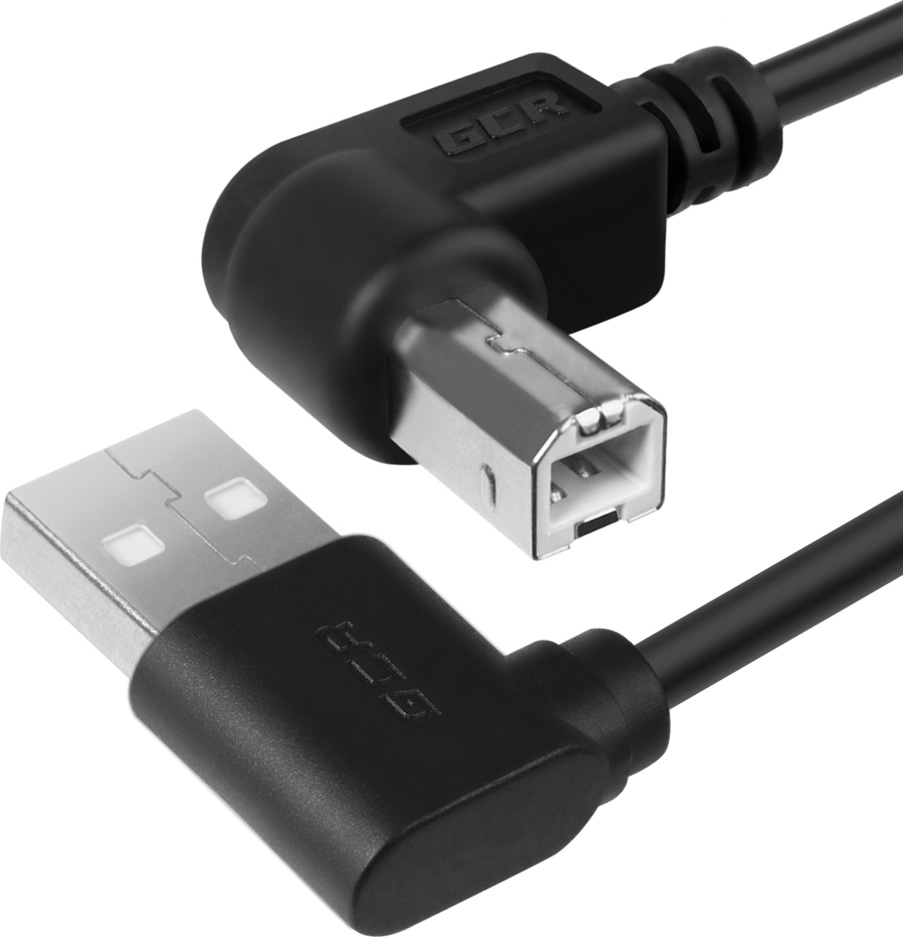 Greenconnect GCR-AUPC5AM-BB2S-F, Black кабель угловой USB 2.0 Тип A/B (0,5 м)