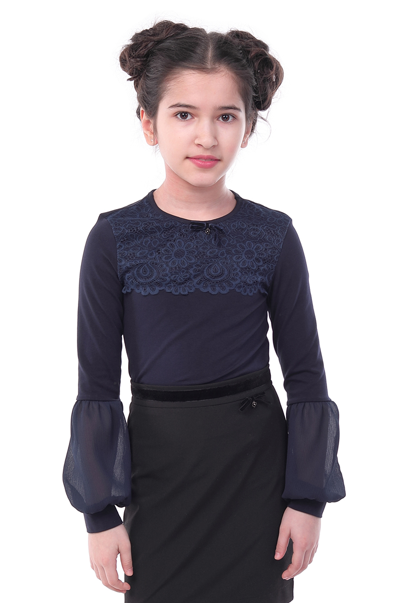 Блузка для девочки Nota Bene, цвет: темно-синий. 18123050429. Размер 158