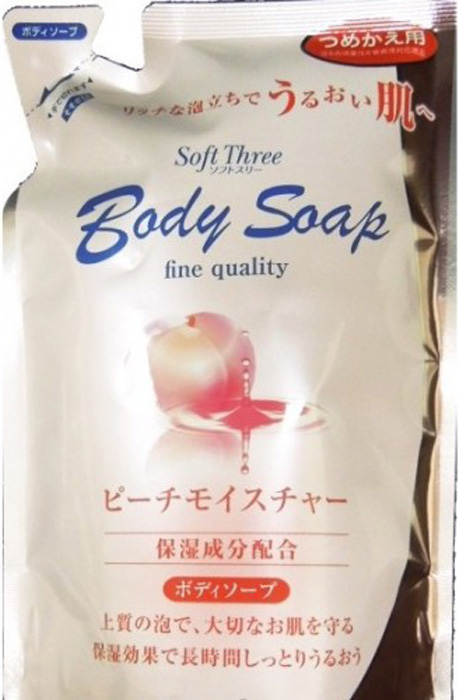 Mitsuei Soft Three Интенсивно увлажняющий гель для душа с экстрактом персика, 400 мл, мягкая упаковка