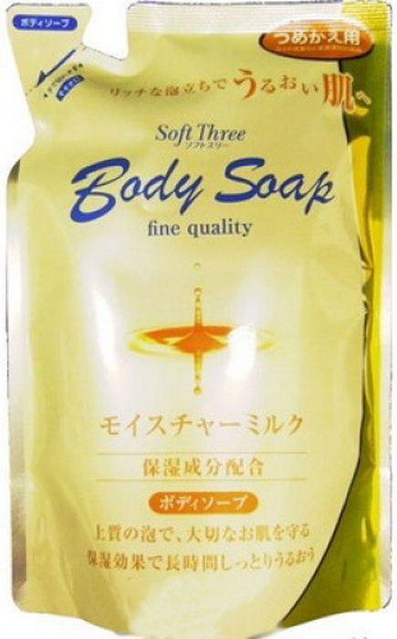 Mitsuei Soft Three Интенсивно увлажняющий гель для душа с молочными протеинами, 400 мл, мягкая упаковка
