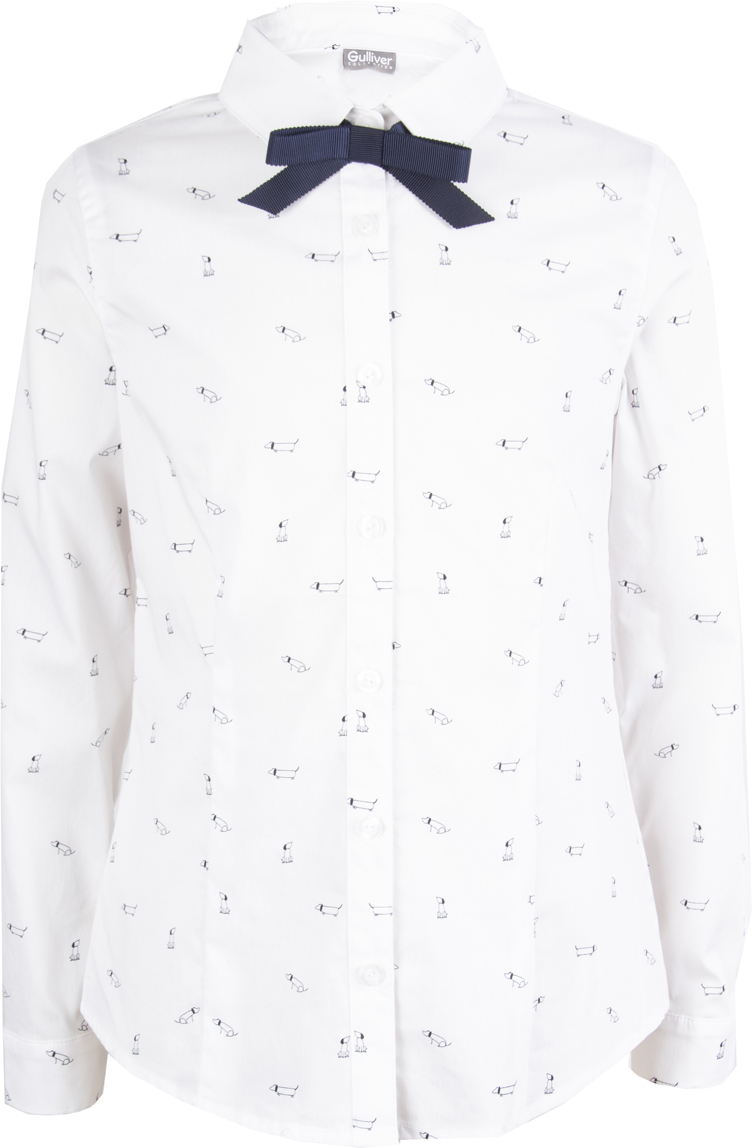 Блузка для девочки Gulliver, цвет: белый. 218GSGC2209. Размер 128