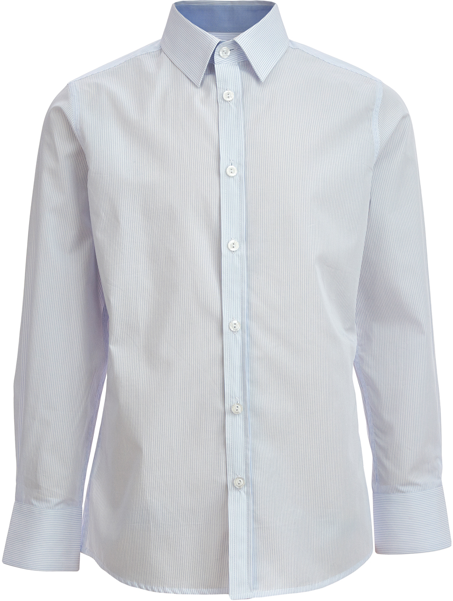 Рубашка для мальчика Gulliver, цвет: белый, голубой. 218GSBC2314. Размер 122