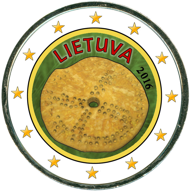 Монета номиналом 2 евро 2016 Литва, Балтийская культура (цветная)