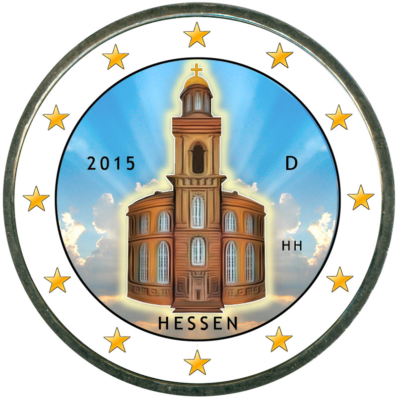 Монета номиналом 2 евро 2015 Германия, Гессен (цветная)