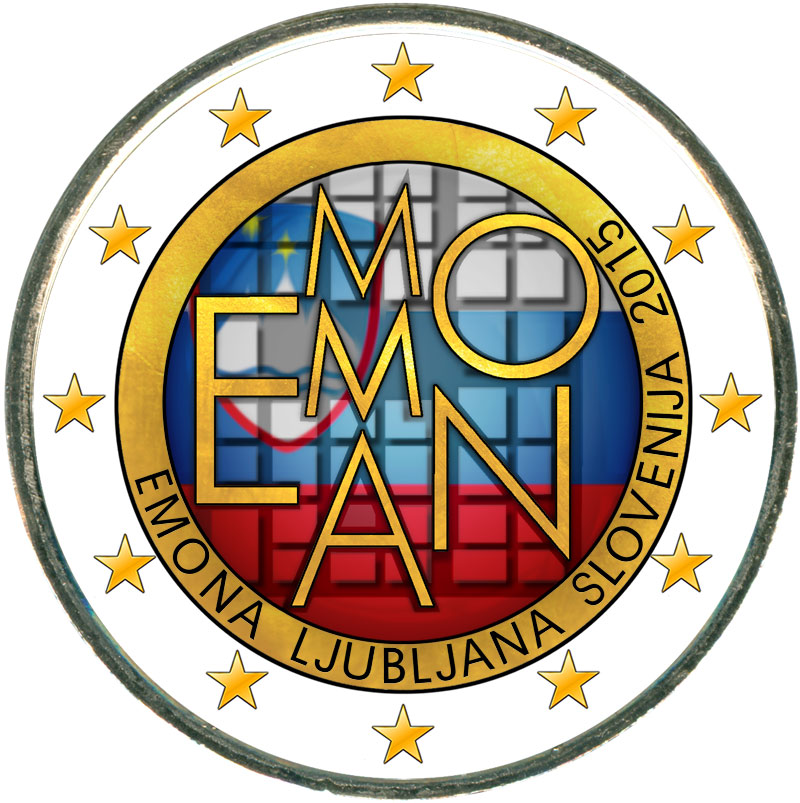 Монета номиналом 2 евро 2015 Словения, Эмона - Любляна (цветная)