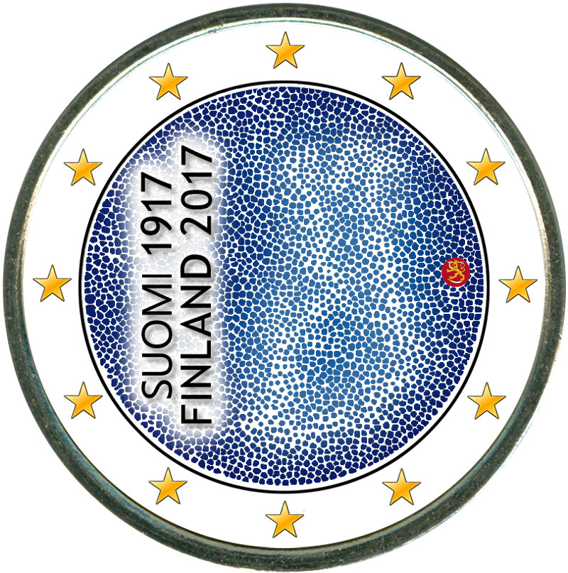 Монета номиналом 2 евро 2017 Финляндия, 100 лет независимости (цветная)