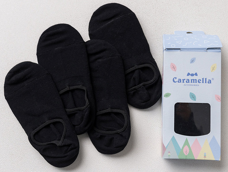 Носки женские Caramella Однотонные, цвет: черный, 4 пары. 5120641101. Размер 35/39