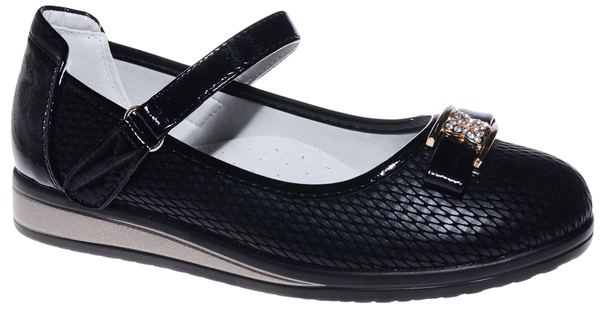 Туфли для девочки Канарейка, цвет: черный. A857-1. Размер 33