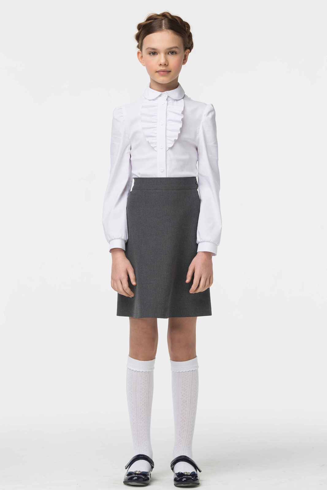 Блузка для девочки Смена, цвет: белый. 16с507. Размер 128