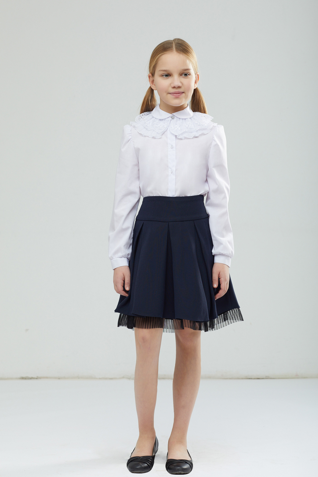 Блузка для девочки Смена, цвет: белый. 17с121. Размер 158-80