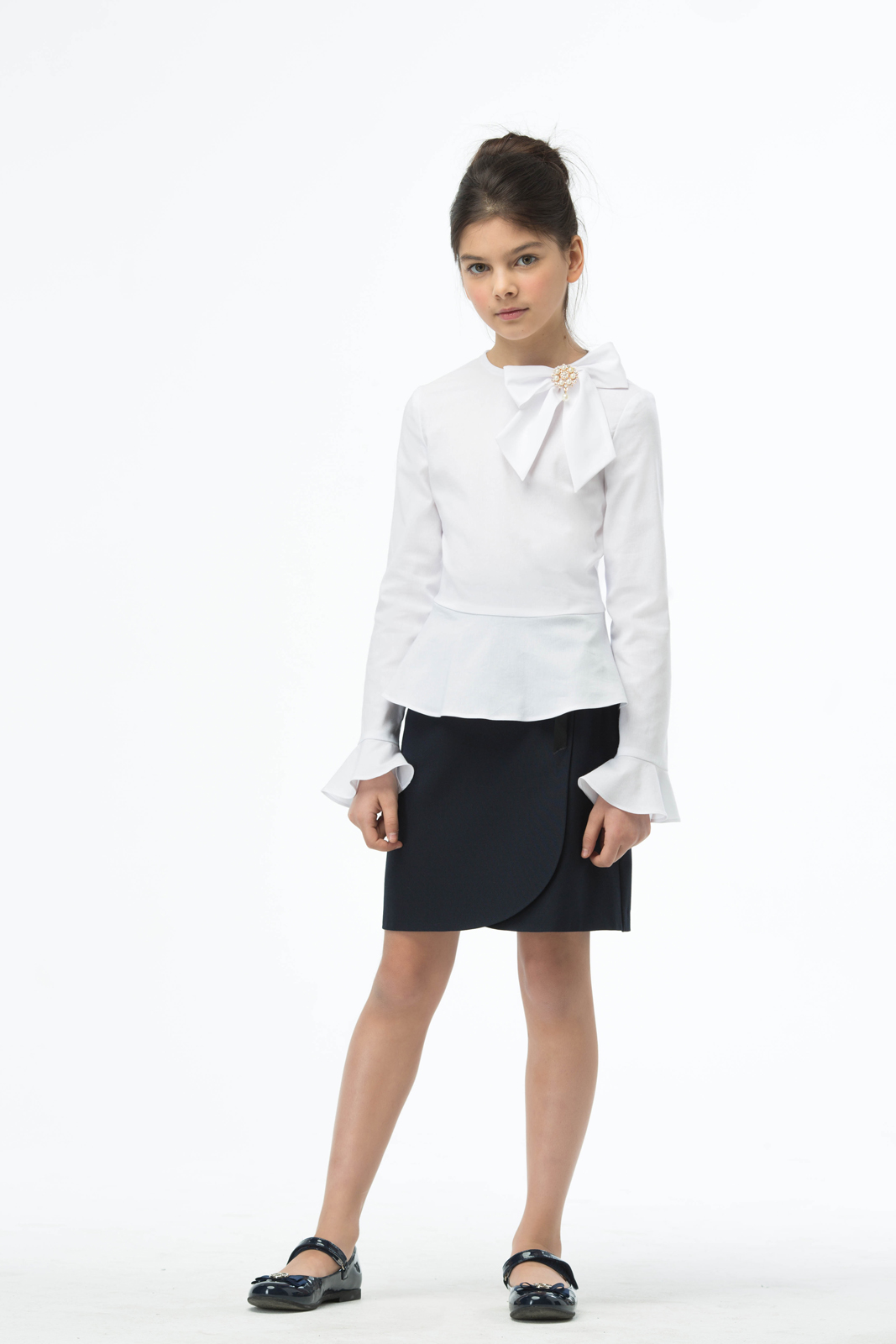 Блузка для девочки Смена, цвет: белый. 17с142. Размер 128