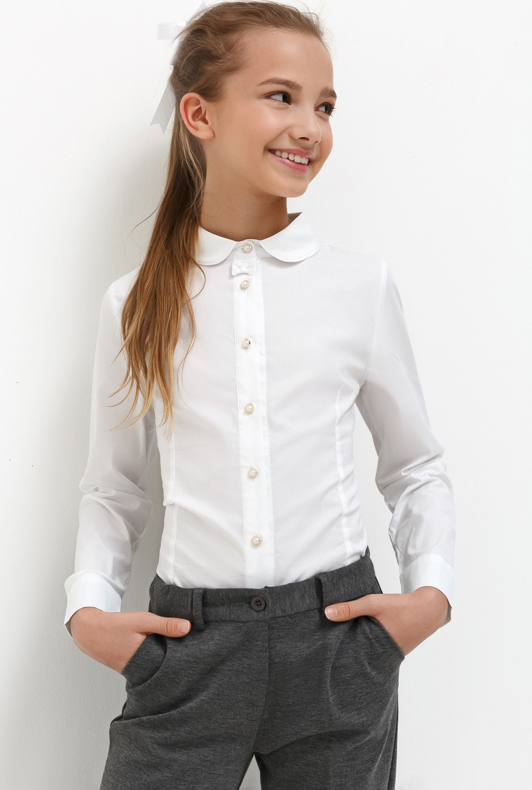 Блузка для девочки Acoola Trillium, цвет: белый. 20240260038_200. Размер 128