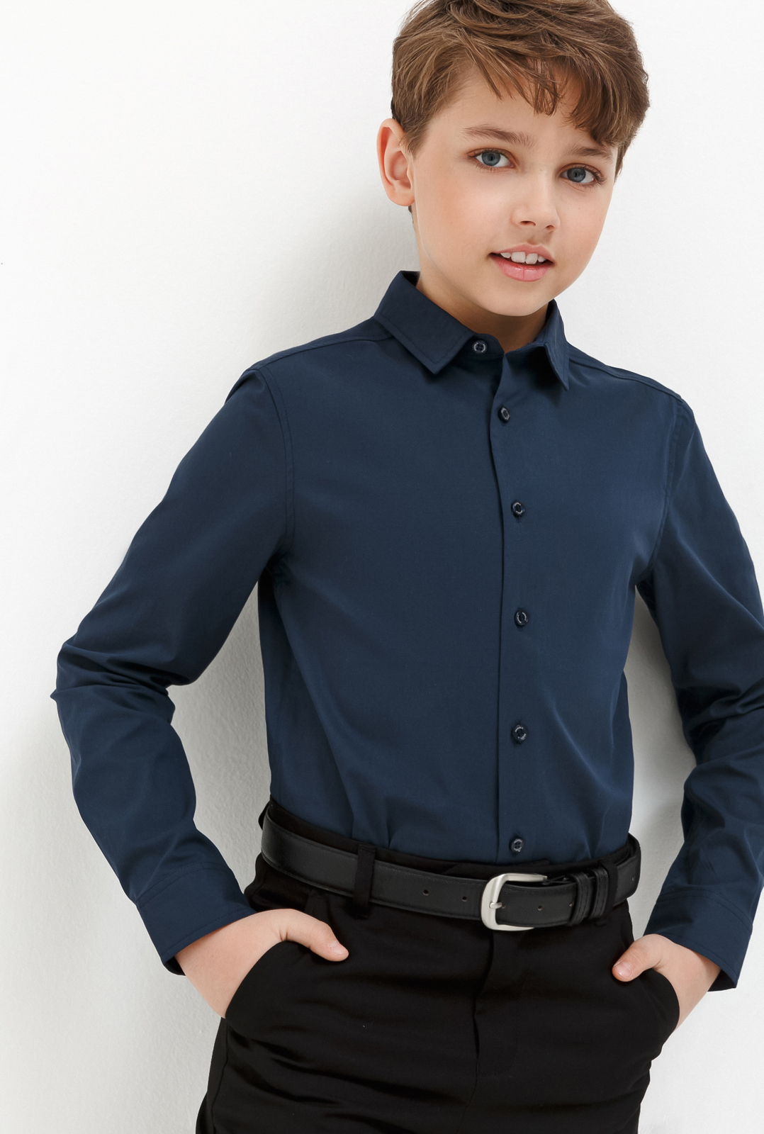 Рубашка для мальчика Acoola Houston, цвет: темно-голубой. 20140280033_600. Размер 128